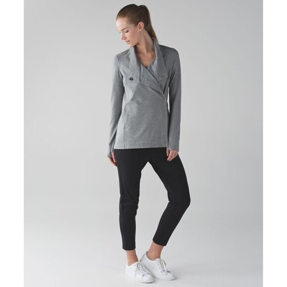 Lululemon Jackets & Blazers - 𝅺lululemon Coast Wrap Button Collar Sweatshirt Modal Heather Gray Sz 4 Heavy A1